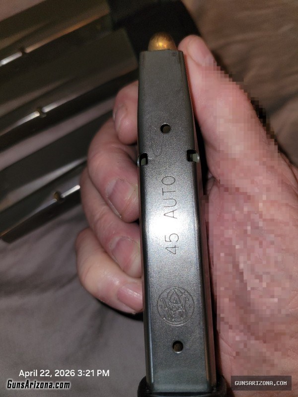 For Sale; Smith & Wesson M&P .45 high capacity magazines (4)