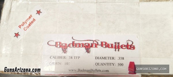 POLYMER COATED LED BULLETS 38 TFP, DIAMETER .358, 105 GRAIN (500 COUNT)