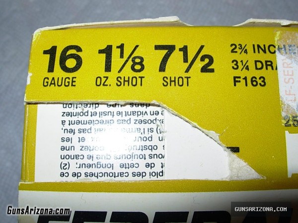 Federal 16 gauge 2 3/4” length #7 1/2 shot
