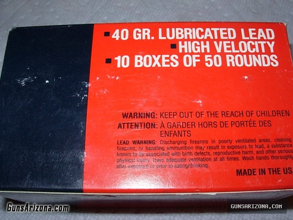 500 Federal Lightning .22 cal long rifle cartridges