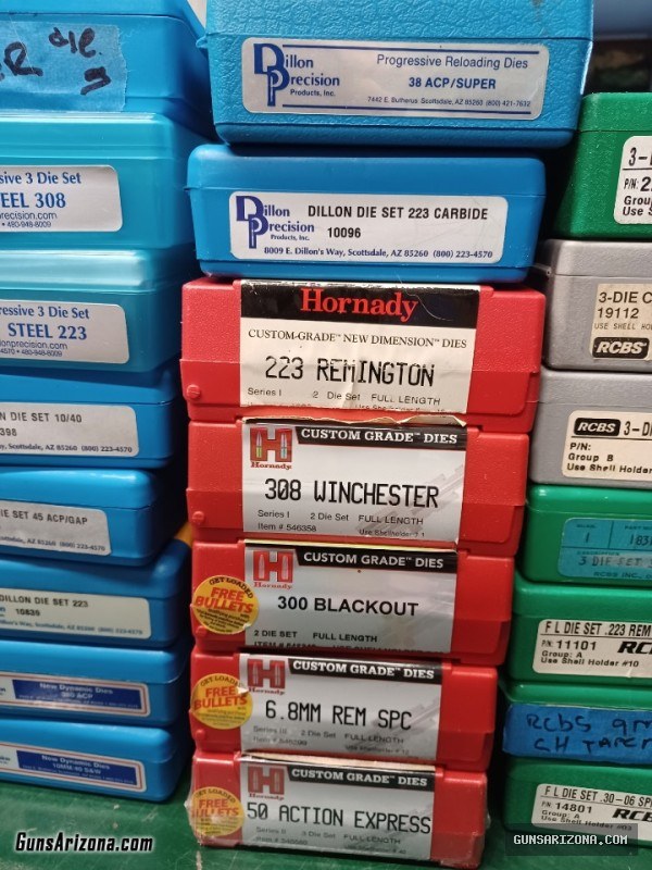 reloading dies, Dillon, Redding, Hornady, lee, RCBS