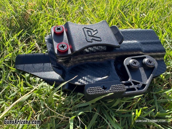 Glock 19 Rounded RH AIWB Holster Carbon Fiber w/Red Hardware
