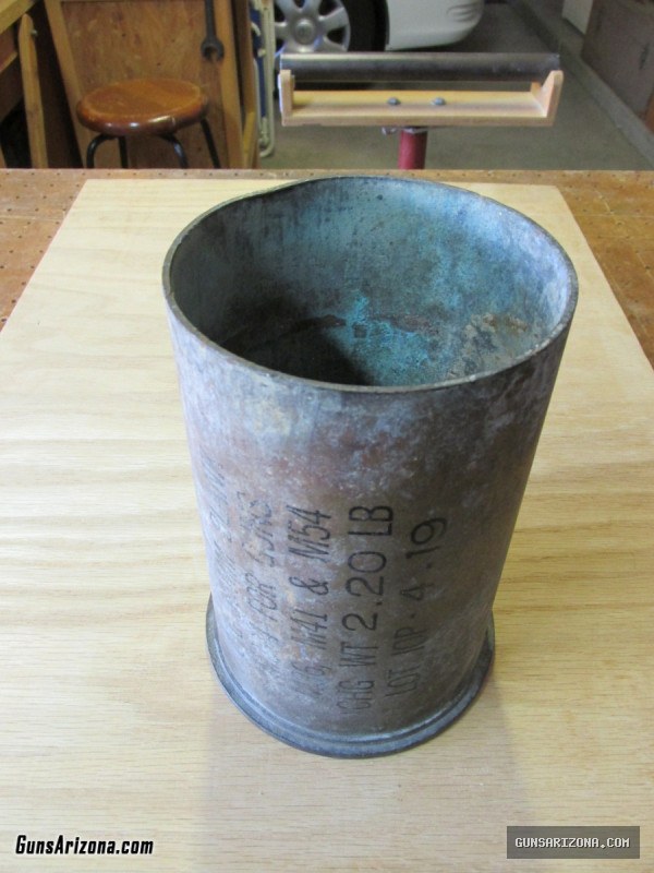 90mm  Blank Artillery Shell Casing - WWII Era