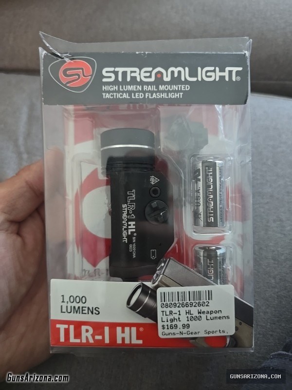 Streamlight TLR-1 HL 1000 Lumens LED Weapon Light Black Aluminum Rail Mount