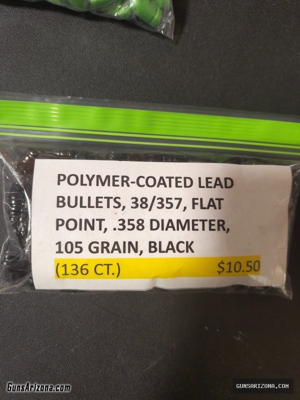 POLYMER COATED LED BULLETS 38/357, .358 DIAMETER, 105 GRAIN (136 COUNT)