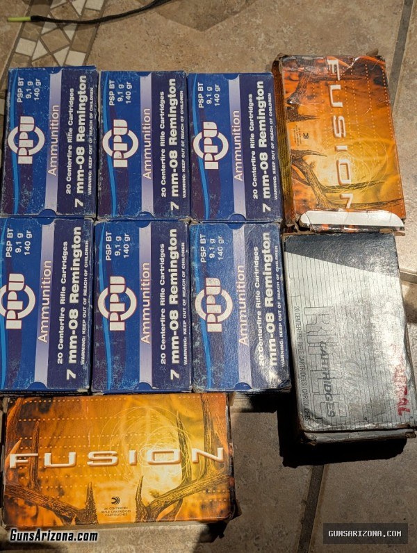 7mm-08 15rnds of Federal, 28rnds of Fusion, 120rnds of PPU