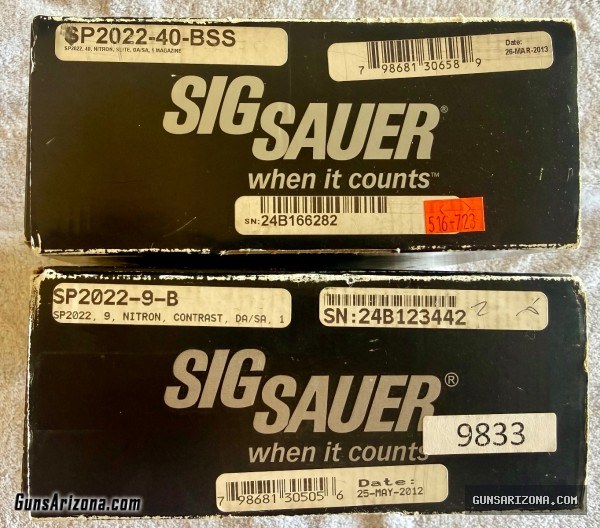 TWO Sig Sauer SP2022 pistols with lots of extras