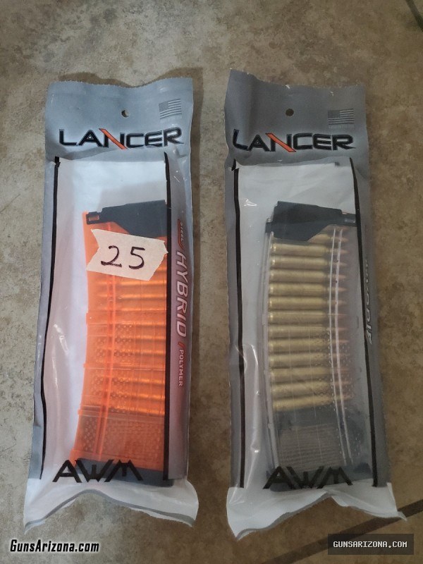 New Lancer Clear and Orange 5.56 .223 300blk 7.62 magazines mags 30rd