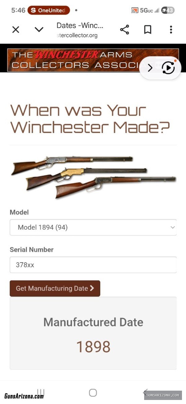 Winchester 1894 Lever Action Antique