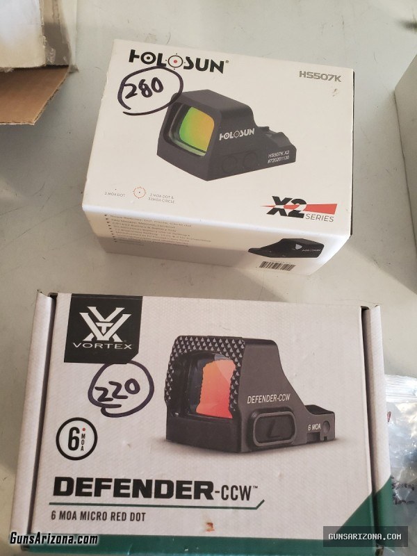 Pistol and Rifle Red Dot sights Holosun HS507K-X2 Vortex Defender Osight S Sightmark Core Shot Truglo