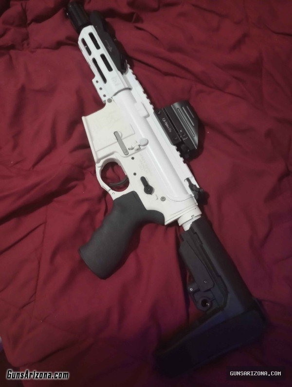 Custom AR-15 pistol, 5 inch barrel with binary trigger