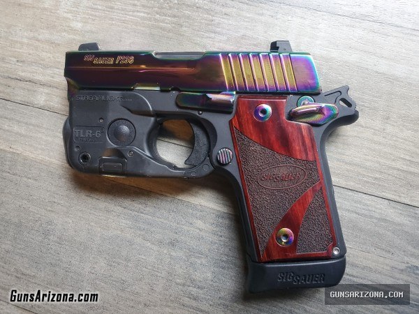 Sig Sauer P238 -380-RBT w Rainbow Blue Ti, Nite Sights, TLR-6 Laser, Kydex holster, LNIB