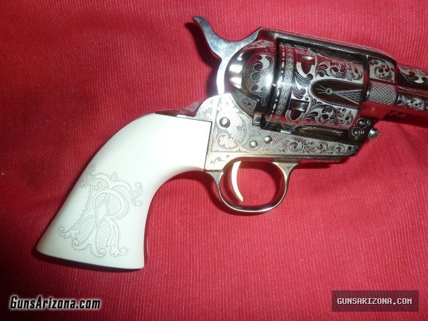 ENGRAVED TEDDY ROOSEVELT SINGLE ACTION 45LC CIMARRON