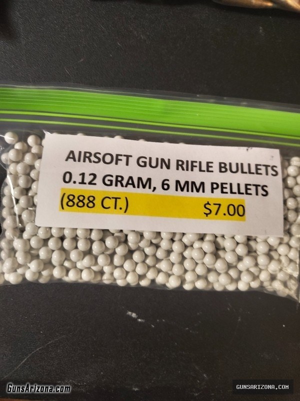AIRSOFT RIFLE GUN PELLETS .12 GRAM, 6MM (888 COUNT)