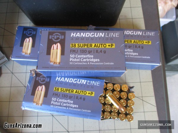 38 Super Auto Ammo, 190 factory rounds & GLOCK 9mm Magazines