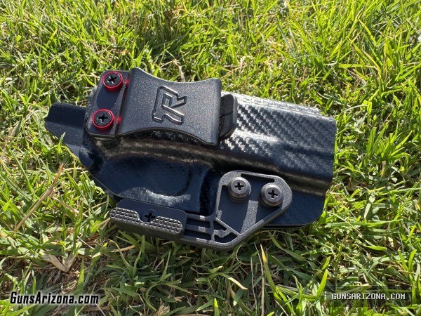 Glock 19 Rounded RH AIWB Holster Carbon Fiber w/Red Hardware