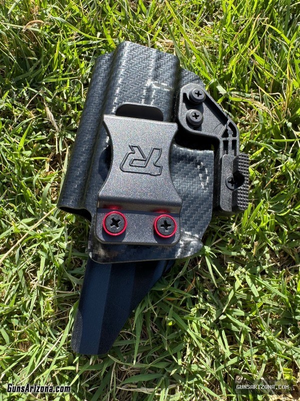 Glock 19 Rounded RH AIWB Holster Carbon Fiber w/Red Hardware