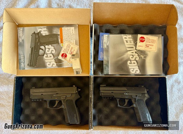 TWO Sig Sauer SP2022 pistols with lots of extras