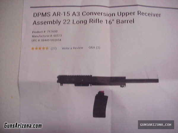 DPMS 22 CAL. UPPER FOR AR15